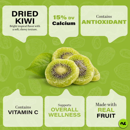 NUT CRAVINGS - Dried Kiwi Slices, Lightly Sweetened (16oz, 1 LB) Sweet Healthy Snack, Vegan, Kosher, Resealable Bag