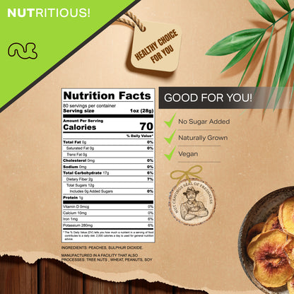 Dried California Peaches No Sugar Added Unsweetened Sweet Healthy Snack Vegan Kosher Resealable Bag — view 2