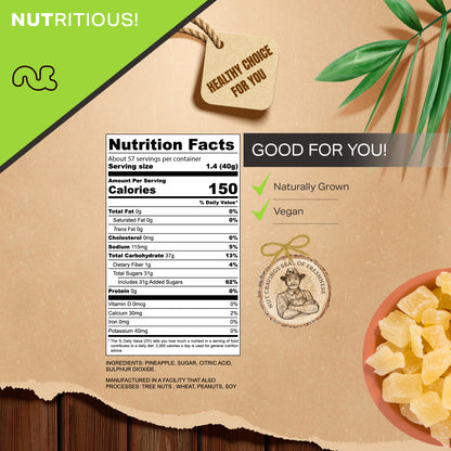 Dried Pineapple Chunks Lightly Sweetened Sweet Healthy Snack Vegan Kosher Resealable Bag — view 3