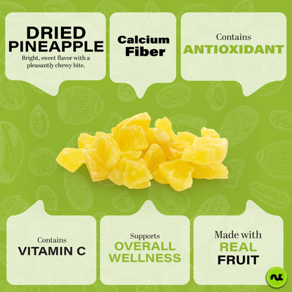 Dried Pineapple Chunks Lightly Sweetened Sweet Healthy Snack Vegan Kosher Resealable Bag — view 2