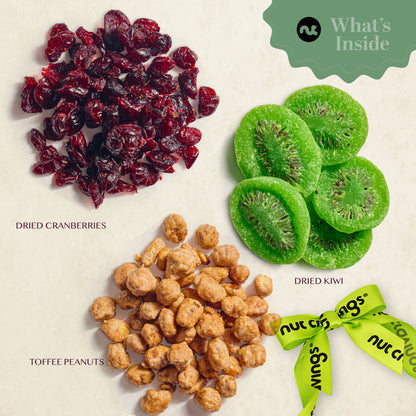 Dried Fruits & Mixed Nuts Acrylic Tower Gift Basket with Ribbon (3 Tier Assortment) Healthy Snack Care Package, Kosher