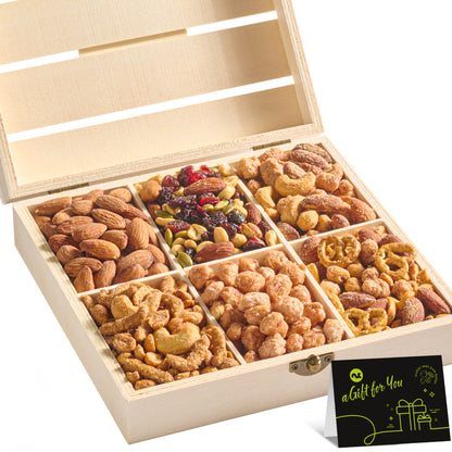 Mixed Nuts Gift Basket in Reusable Wooden Crate (12 Assortments)