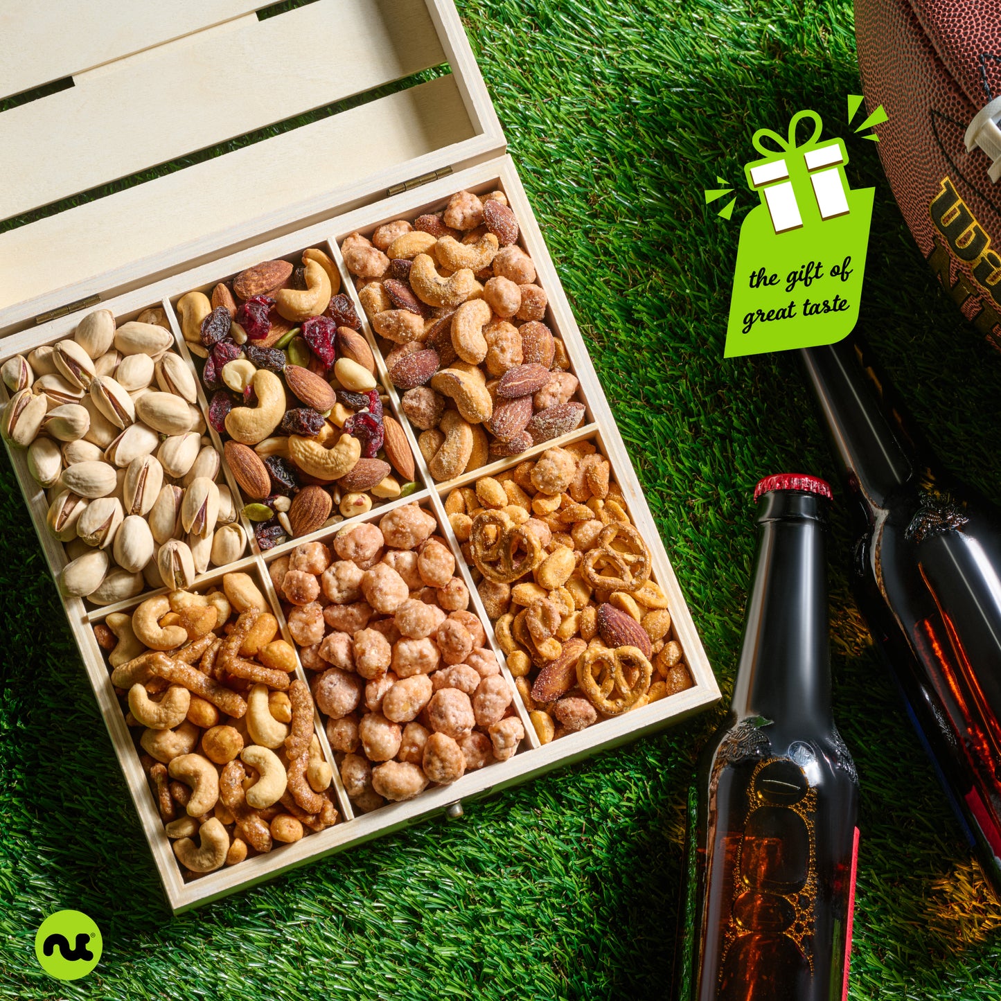Mixed Nuts Gift Basket in Reusable Wooden Crate (12 Assortments)