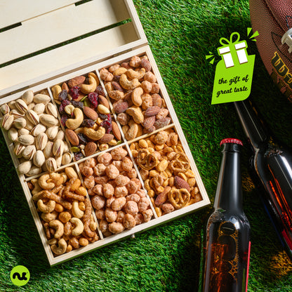 Mixed Nuts Gift Basket in Reusable Wooden Crate (12 Assortments)