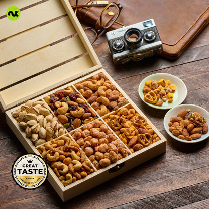 Mixed Nuts Gift Basket in Reusable Wooden Crate (12 Assortments)