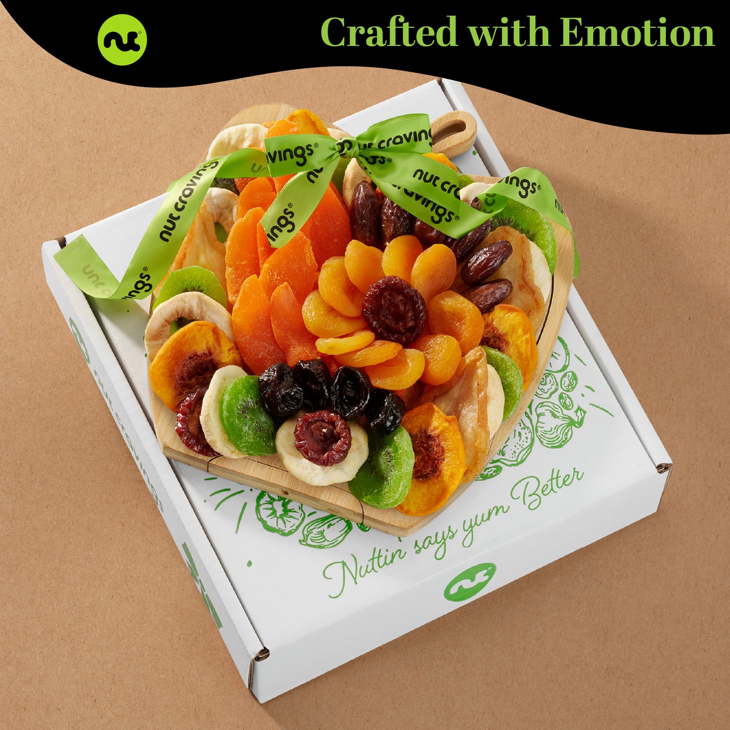 Dried Fruit Flower Bouquet Arrangement in Wooden Apple-Shaped Gift Basket + Tray (9 Assortment) Healthy Snack… — view 2