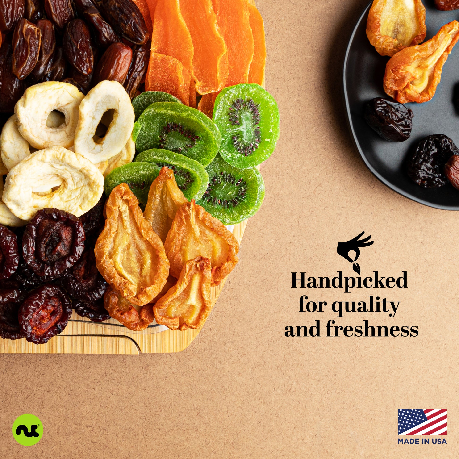 Dried Fruit Flower Bouquet Arrangement in Wooden Apple-Shaped Gift Basket + Tray (9 Assortment) Healthy Snack… — view 8