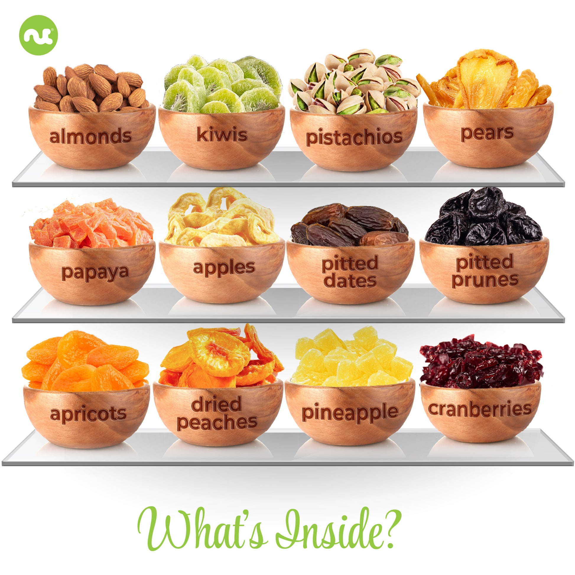 Dried Fruit & Mixed Nuts Gift Basket in White Gold Box (12 Assortments) Food Arrangement, Healthy Snack Care… — view 4