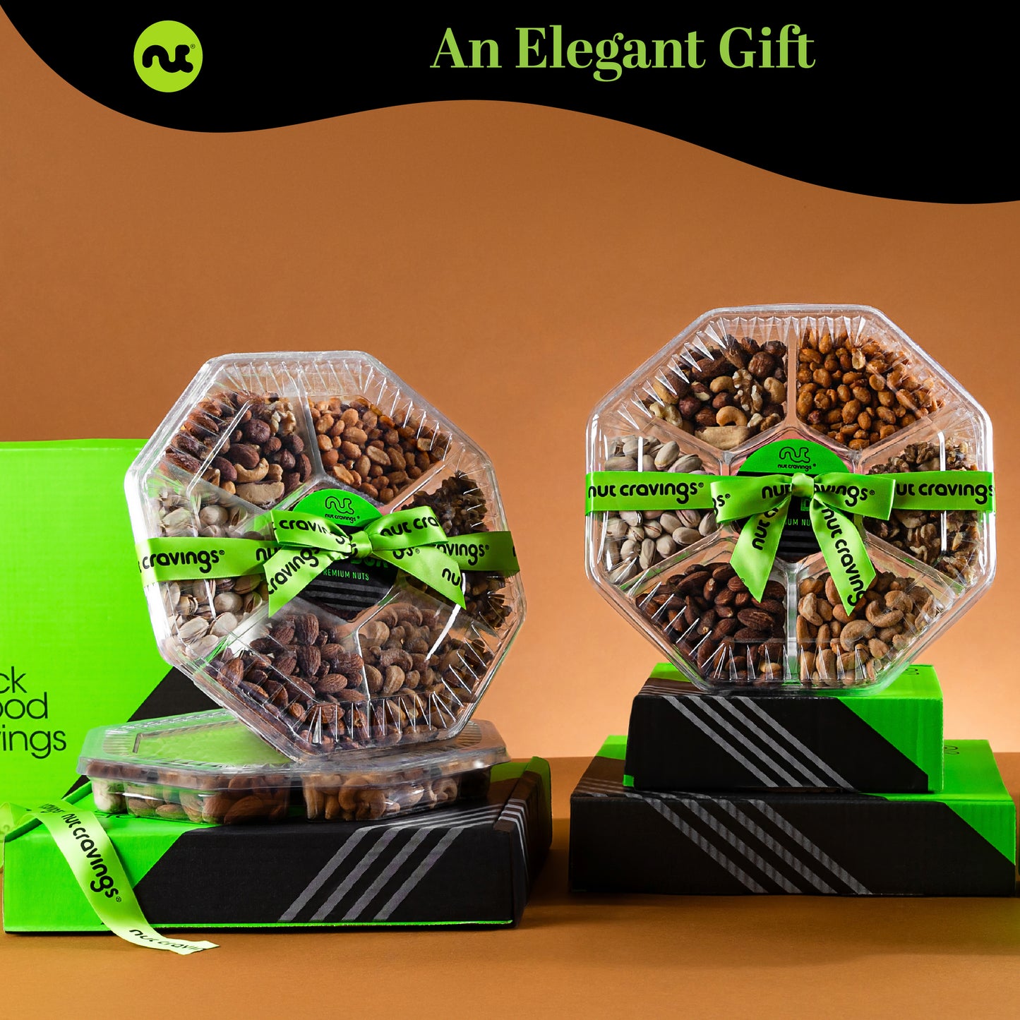 Mixed Nuts Gift Basket + Green Ribbon (7 Assortments, 1 LB) Treats for Adults, Food Arrangement, Healthy… — view 4