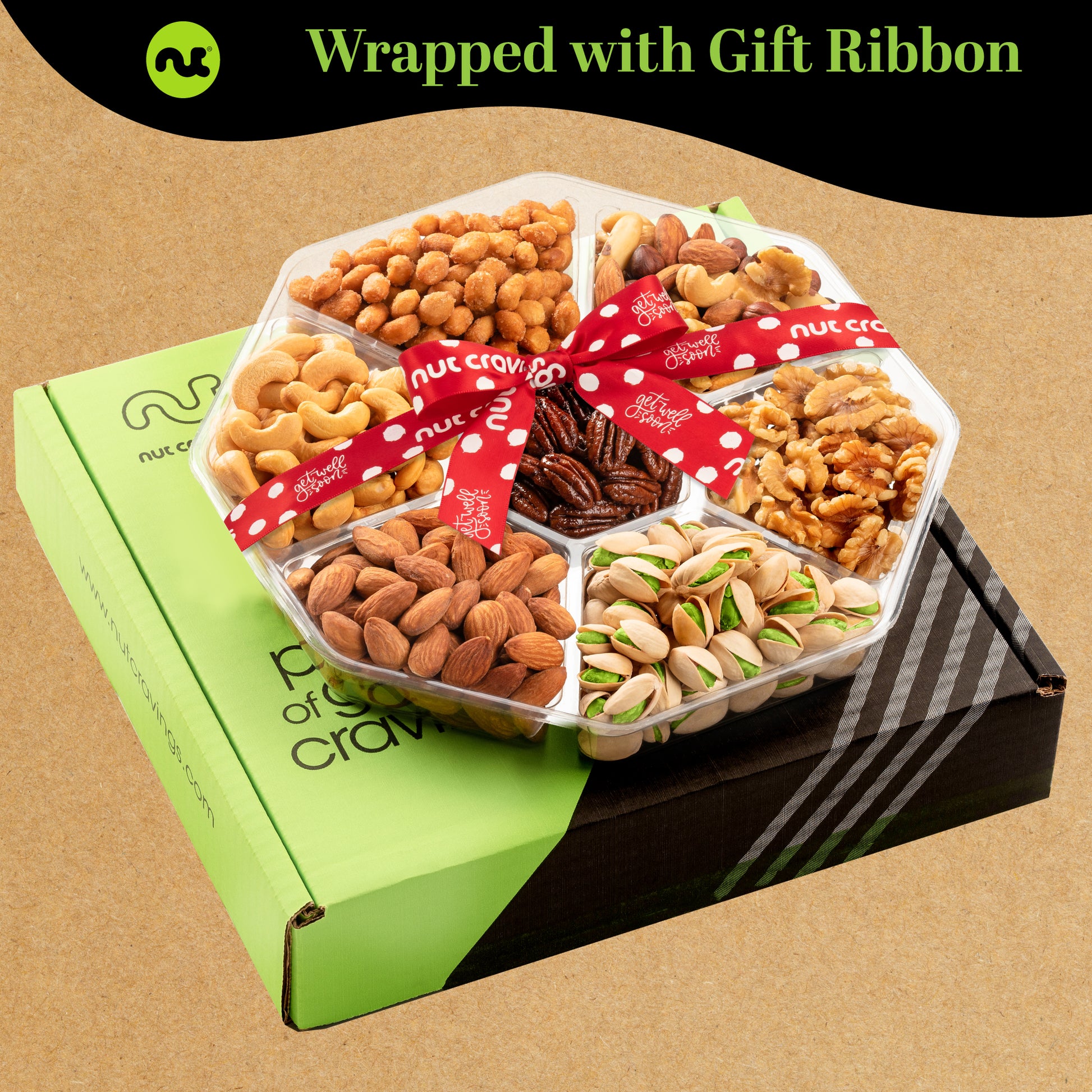 Get Well Soon, Mixed Nuts Gift Basket with Get Well Soon Ribbon (7 Assortments) Food Platter, Healthy Snack… — view 3