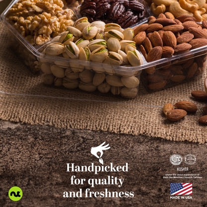 NUT CRAVINGS - Thank You Appreciation, Mixed Nuts Gift Basket with Thank You Ribbon + Greeting Card (7 Assortments) Food Platter, Healthy Snack Care Package, Food Assortments