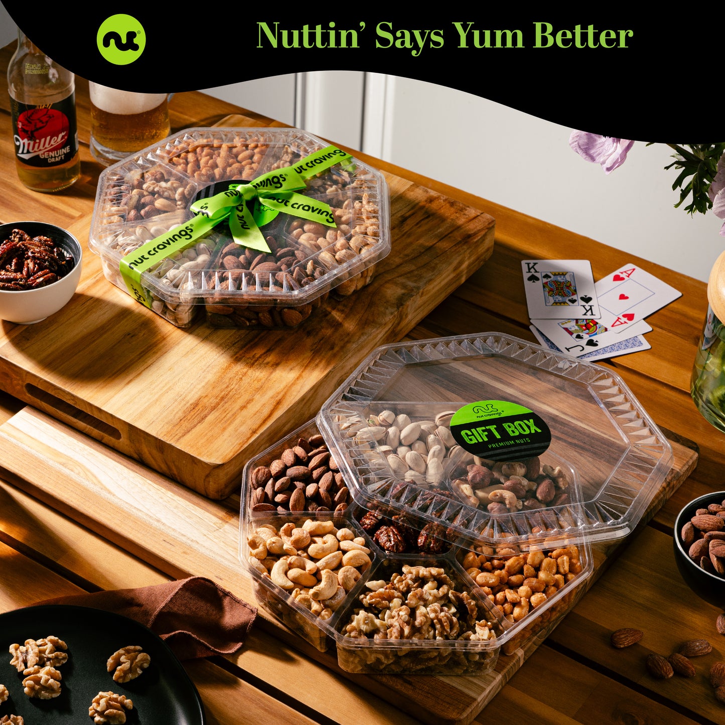 Mixed Nuts Gift Basket + Heart Ribbon (7 Assortments) Treats for Adults, Food Arrangement, Healthy Snack Care… — view 4
