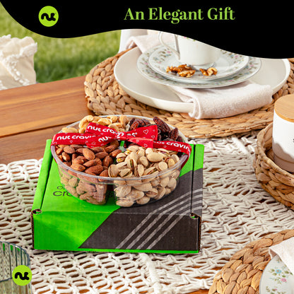 Mixed Nuts Gift Basket + Heart Ribbon (4 Assortments) Treats for Adults, Food Arrangement, Healthy Snack Care… — view 3