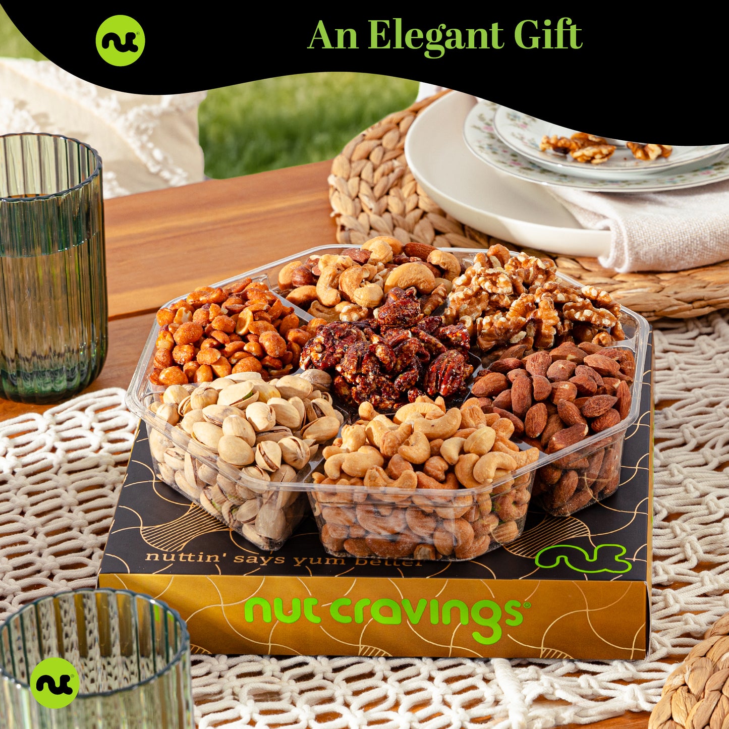 Mixed Nuts Gift Basket in Black Gold Box (7 Assortments, 1 LB) Treats for Adults, Food Arrangement, Healthy… — view 4