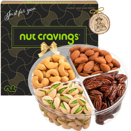 NUT CRAVINGS - Easter Mixed Nuts Gift Basket in Black Gold Box (4 Assortments) Ramadan Gifts Treats for Adults, Food Arrangement, Healthy Snack Care Package, Kosher
