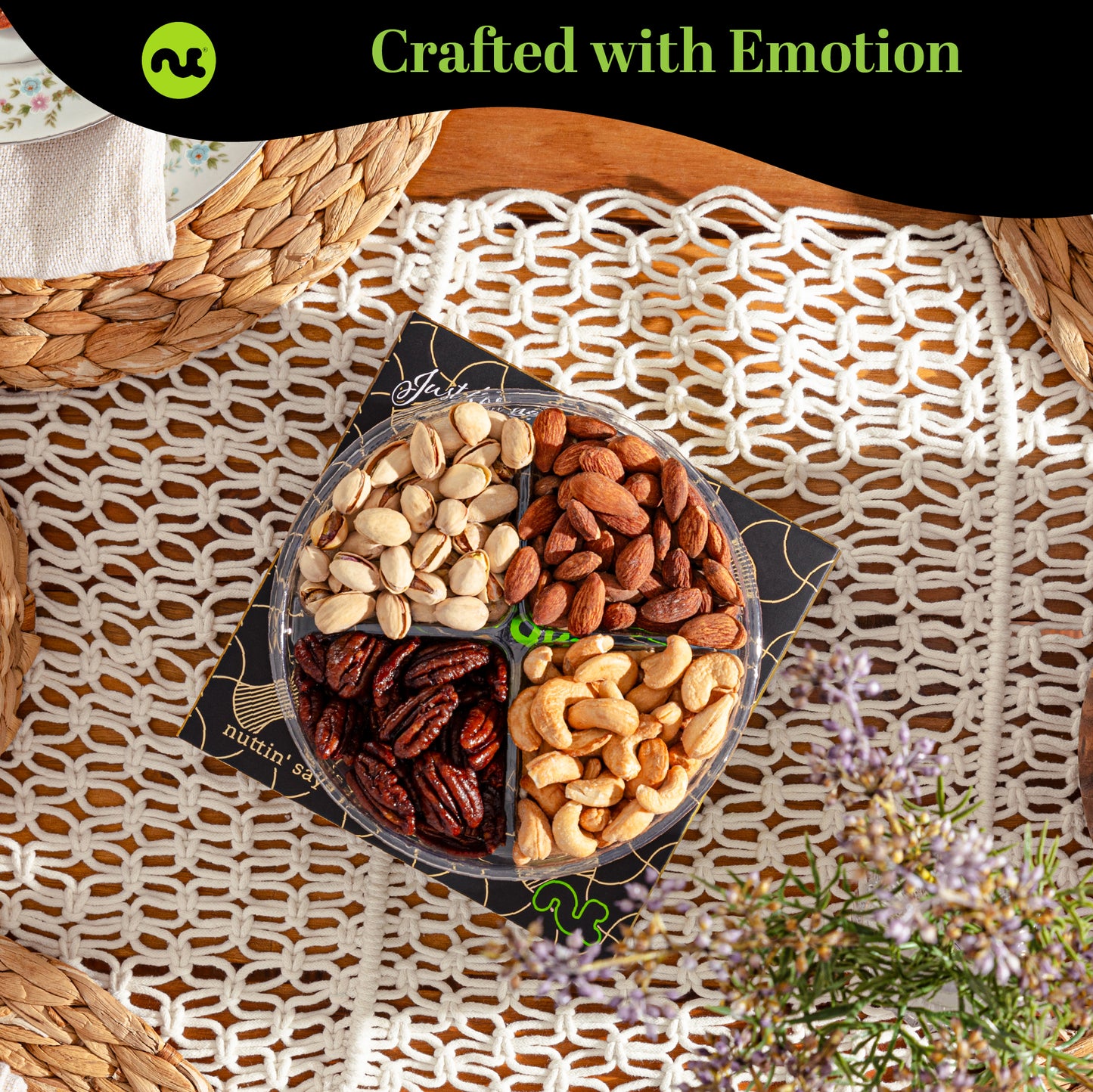 NUT CRAVINGS - Easter Mixed Nuts Gift Basket in Black Gold Box (4 Assortments) Ramadan Gifts Treats for Adults, Food Arrangement, Healthy Snack Care Package, Kosher