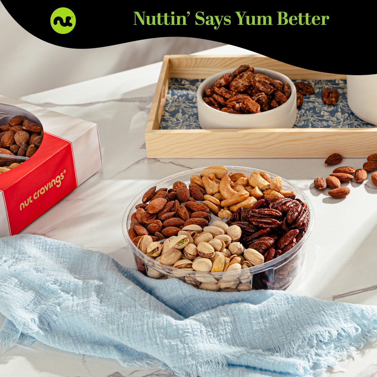 Mixed Nuts Gift Basket in Red Gold Box (4 Assortments) Treats for Adults, Food Arrangement, Healthy Snack… — view 2