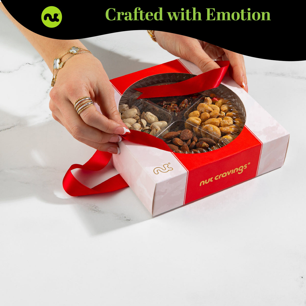 Mixed Nuts Gift Basket in Red Gold Box (4 Assortments) Treats for Adults, Food Arrangement, Healthy Snack… — view 3