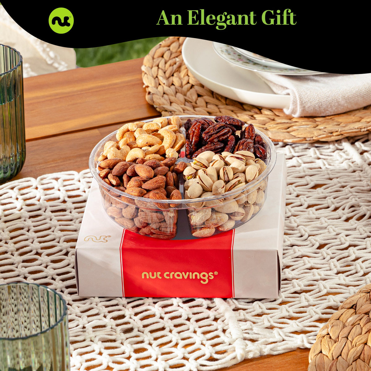 Mixed Nuts Gift Basket in Red Gold Box (4 Assortments) Treats for Adults, Food Arrangement, Healthy Snack… — view 4
