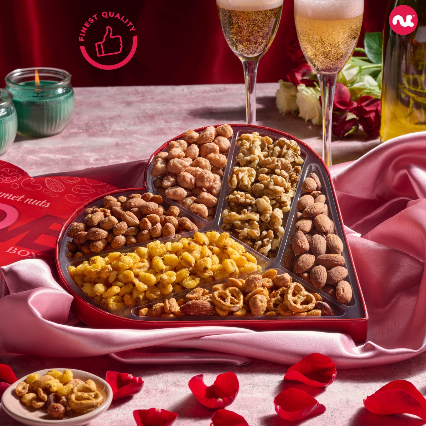 Mixed Nuts Heart Shaped Gift Basket, Love in A Box (6 Assortments) Romantic Food Arrangement, Healthy Snack… — view 5