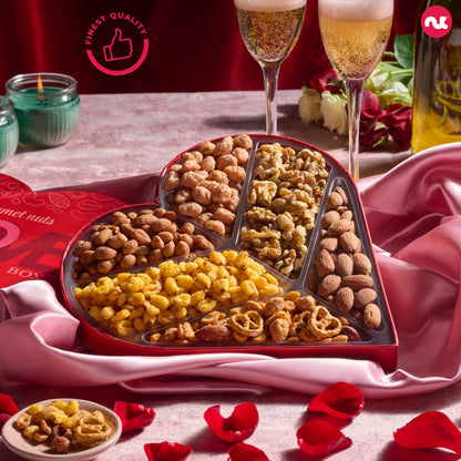 Mixed Nuts Heart Shaped Gift Basket, Love in A Box (6 Assortments) Romantic Food Arrangement, Healthy Snack… — view 5
