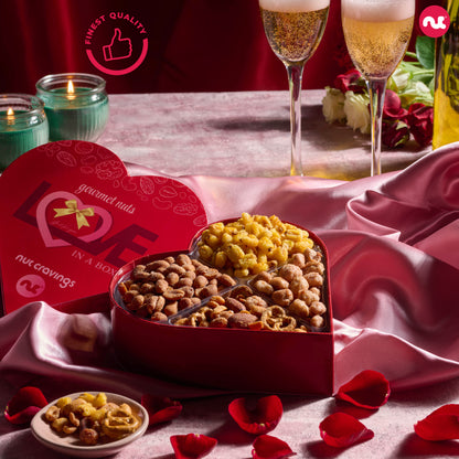 Mixed Nuts Heart Shaped Gift Basket, Love in A Box (4 Assortments) Romantic Food Arrangement, Healthy Snack… — view 5