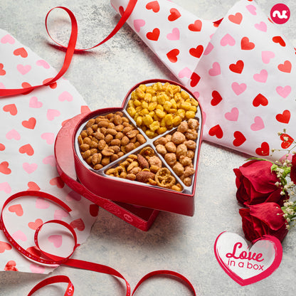 Mixed Nuts Heart Shaped Gift Basket, Love in A Box (4 Assortments) Romantic Food Arrangement, Healthy Snack… — view 6