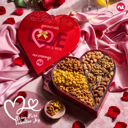 Mixed Nuts Heart Shaped Gift Basket, Love in A Box (6 Assortments, 2 LB) Romantic Food Arrangement, Healthy… — view 3