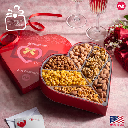 Mixed Nuts Heart Shaped Gift Basket, Love in A Box (6 Assortments, 2 LB) Romantic Food Arrangement, Healthy… — view 4