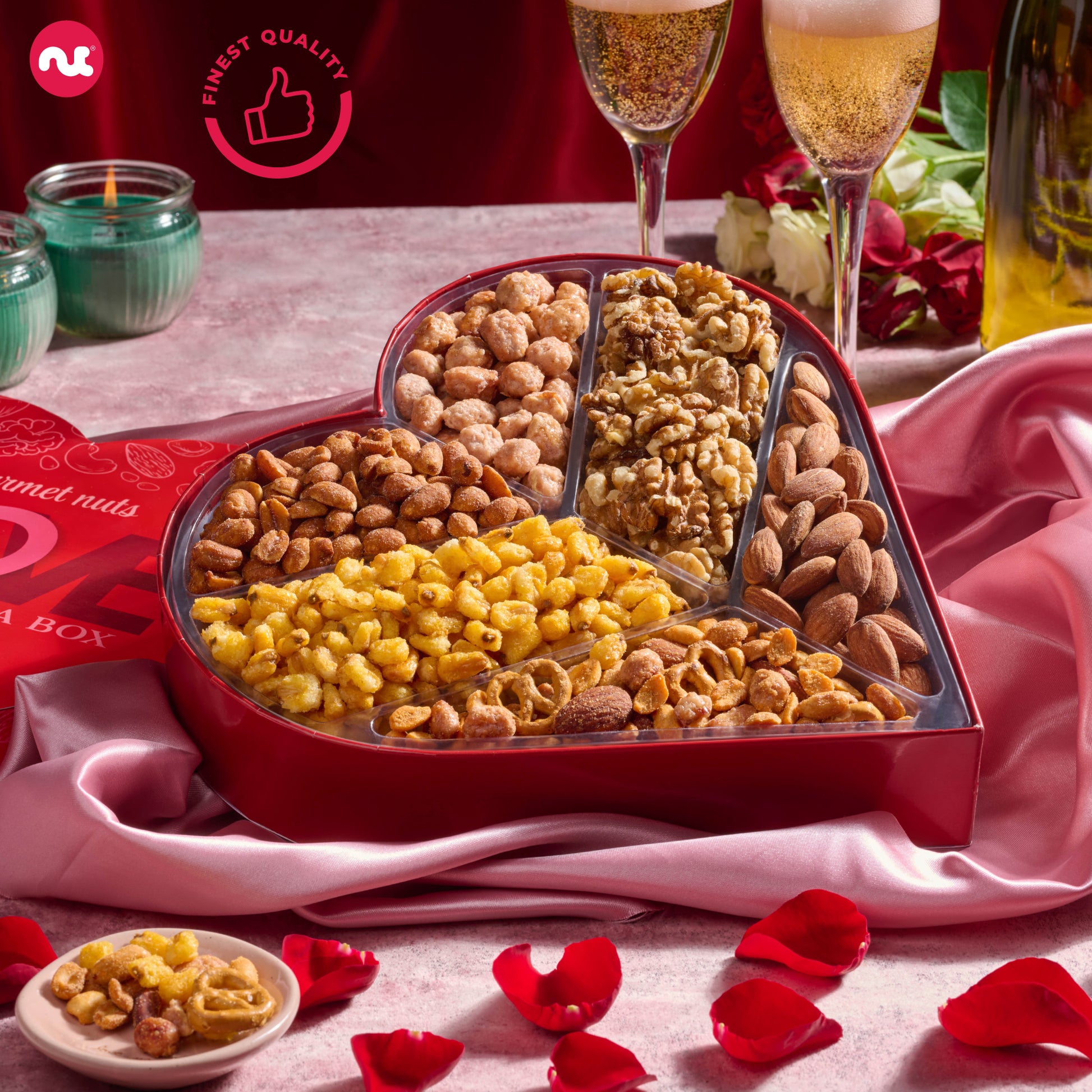 Mixed Nuts Heart Shaped Gift Basket, Love in A Box (6 Assortments, 2 LB) Romantic Food Arrangement, Healthy… — view 5