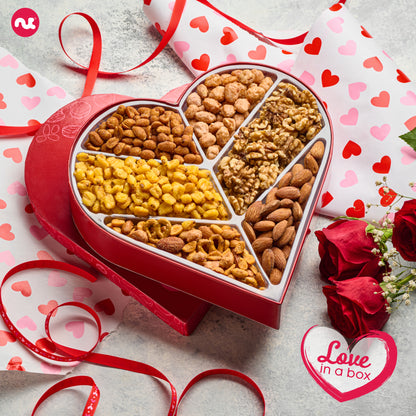 Mixed Nuts Heart Shaped Gift Basket, Love in A Box (6 Assortments, 2 LB) Romantic Food Arrangement, Healthy… — view 6