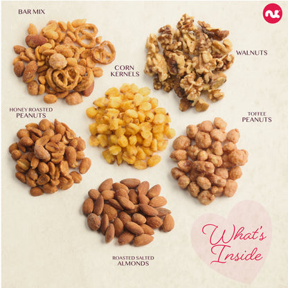 Mixed Nuts Heart Shaped Gift Basket, Love in A Box (6 Assortments, 2 LB) Romantic Food Arrangement, Healthy… — view 7