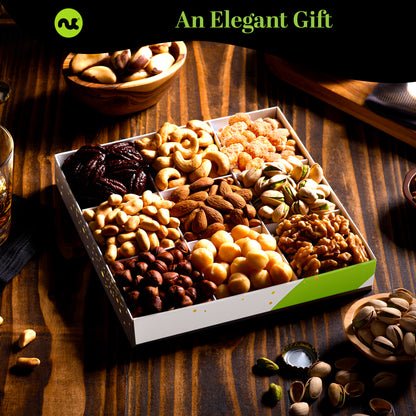 Mixed Nuts Gift Basket in White Gold Box (9 Assortments) Treats for Adults, Food Arrangement, Healthy Snack… — view 3