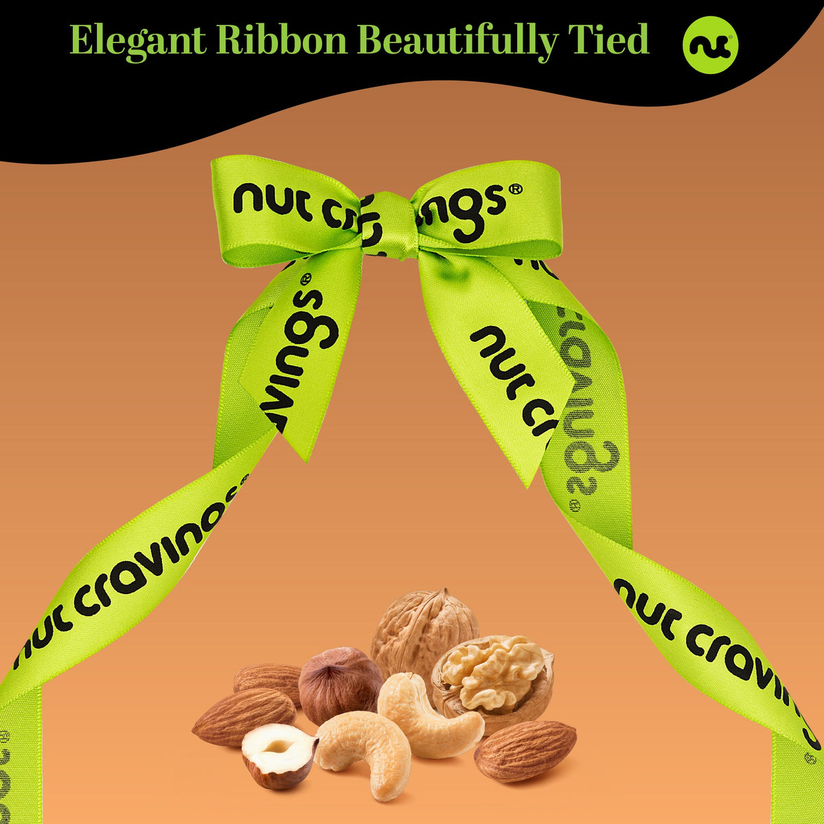 Mixed Nuts Gift Basket in Reusable Wooden Tray + Green Ribbon (12 Assortments) Treats for Adults, Healthy… — view 4