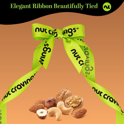 Mixed Nuts Gift Basket in Reusable Wooden Tray + Green Ribbon (12 Assortments) Treats for Adults, Healthy… — view 4