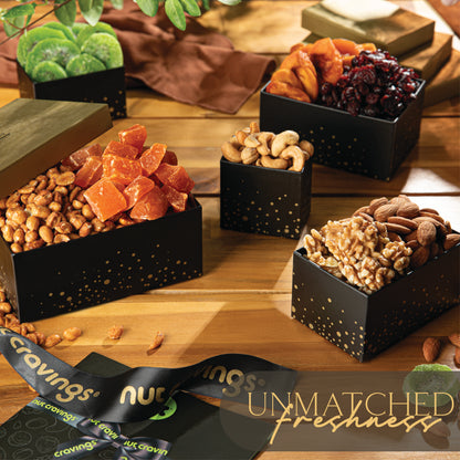 Dried Fruit & Mixed Nuts Gift Basket, Black Tower + Ribbon (8 Assortments) Food Arrangement, Healthy Snack… — view 3
