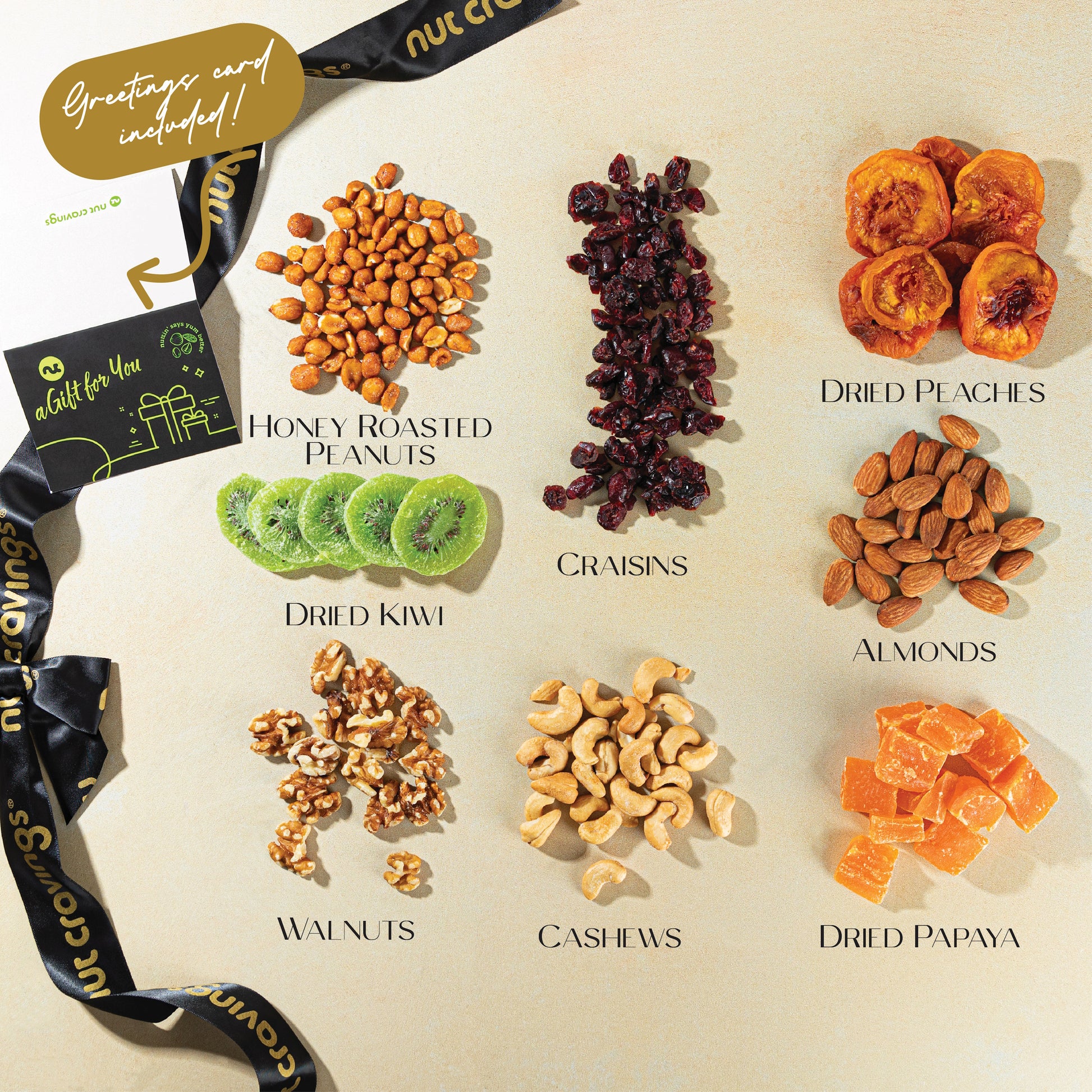 Dried Fruit & Mixed Nuts Gift Basket, Black Tower + Ribbon (8 Assortments) Food Arrangement, Healthy Snack… — view 6