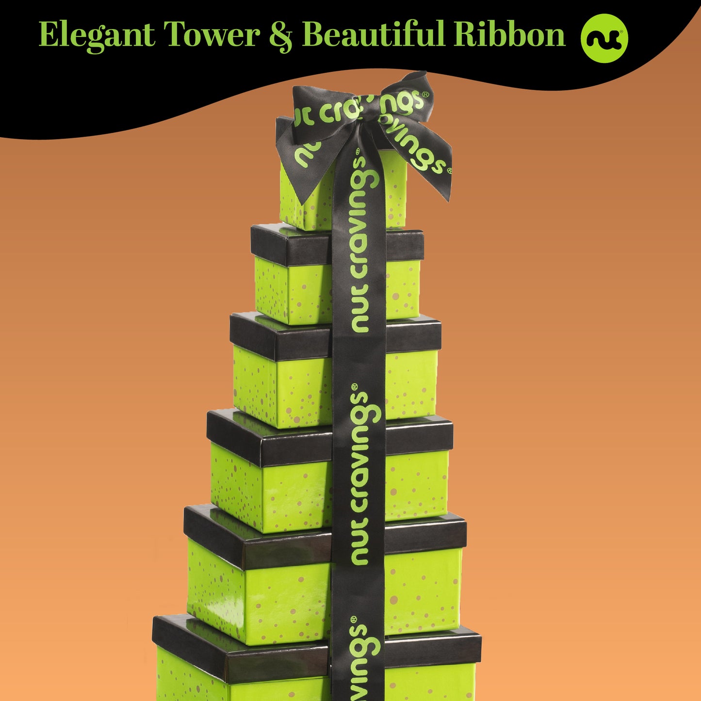Dried Fruit & Mixed Nuts Gift Basket, Green Tower + Ribbon (12 Assortments) Food Arrangement, Healthy Snack… — view 3