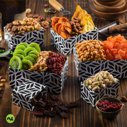 Dried Fruit & Mixed Nuts Gift Basket, Leaf Tower + Ribbon (12 Assortments) Food Arrangement, Healthy Snack… — view 3