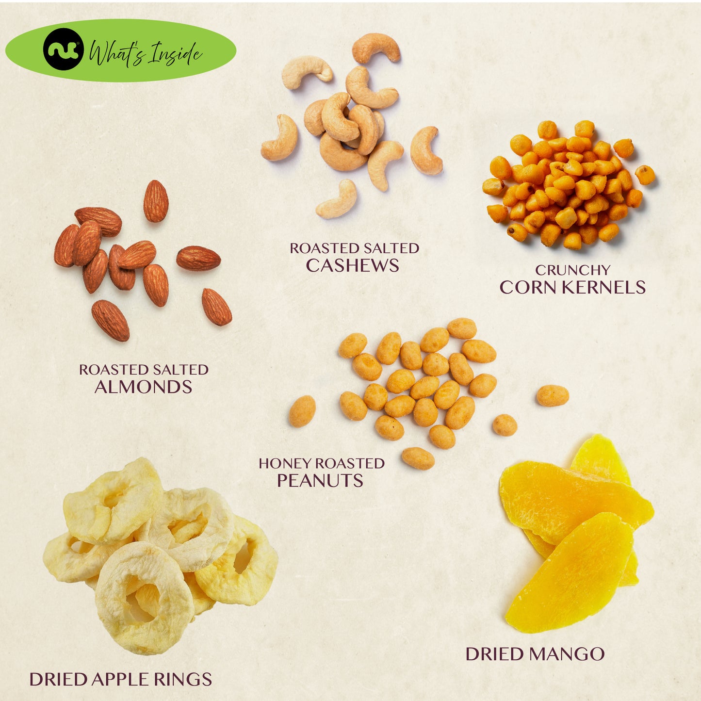 Dried Fruit & Mixed Nuts Basket in Green Box (6 Assortments of 4 oz, 1.5 lb) Food Arrangement, Healthy Snack… — view 2