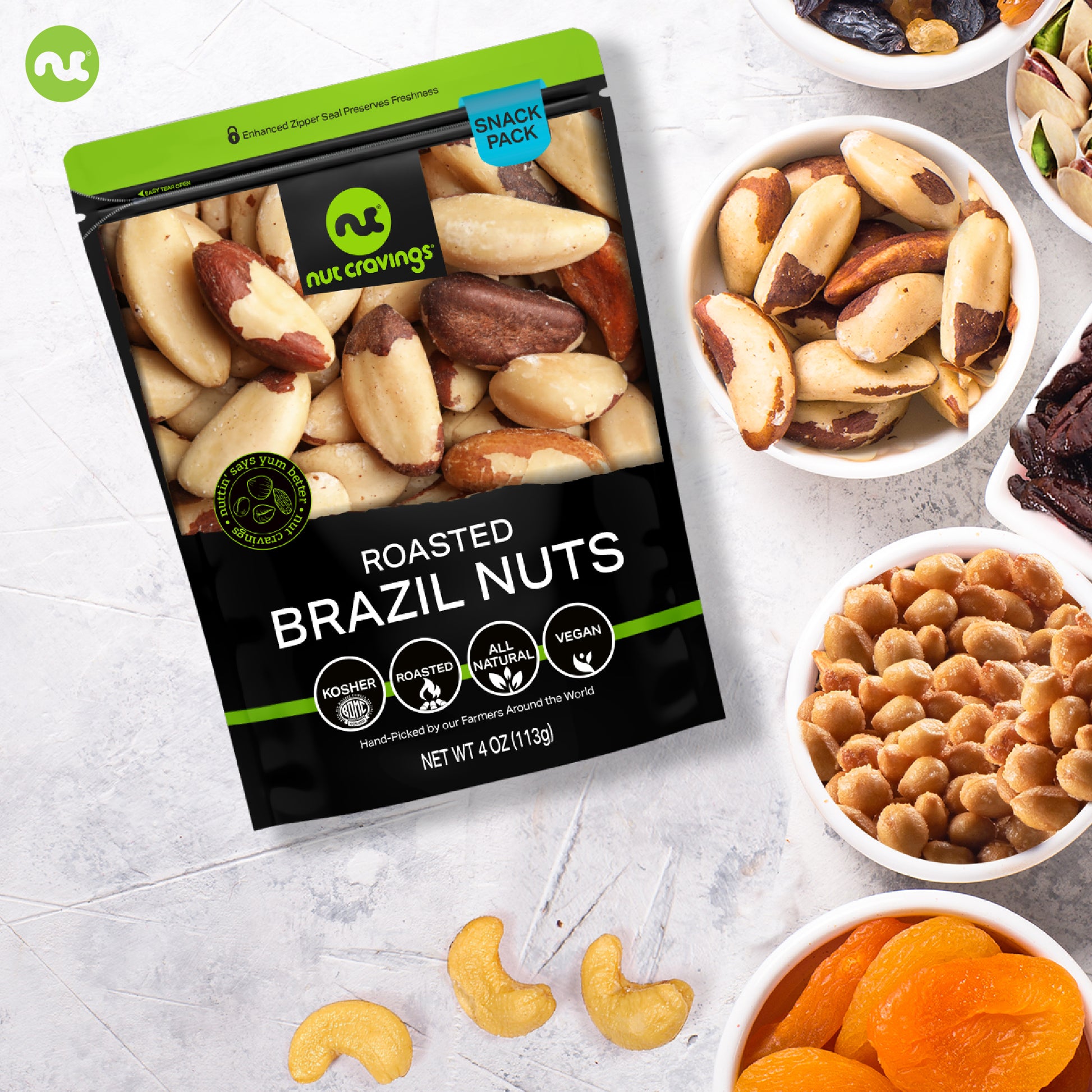 Dried Fruit & Mixed Nuts Basket in Green Box (6 Assortments of 4 oz, 1.5 lb) Food Arrangement, Healthy Snack… — view 3
