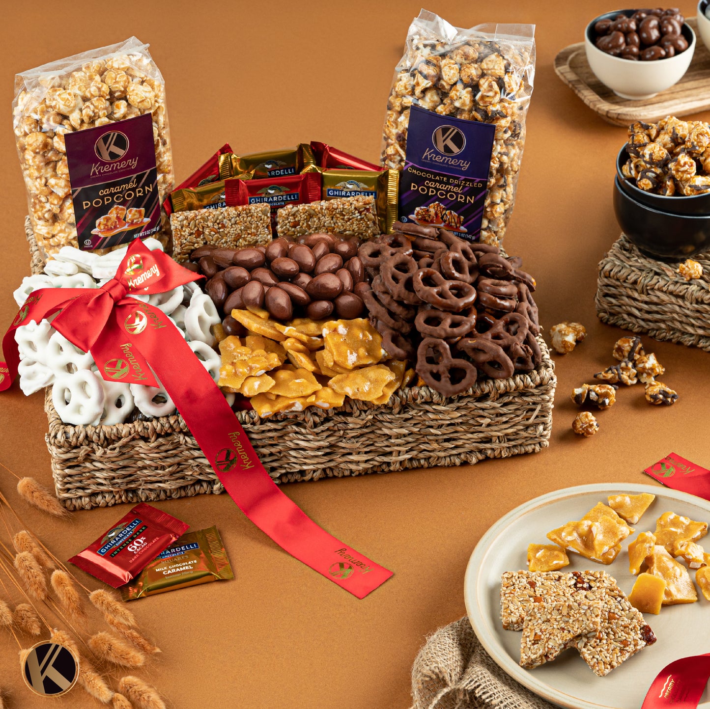 KREMERY Creamy Chocolate Cravings Chocolate Covered Pretzels, Nuts, Candy & Caramel Popcorn (Deluxe, 3.5 lbs)… — view 2