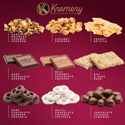 KREMERY Creamy Chocolate Cravings Chocolate Covered Pretzels, Nuts, Candy & Caramel Popcorn (Deluxe, 3.5 lbs)… — view 6