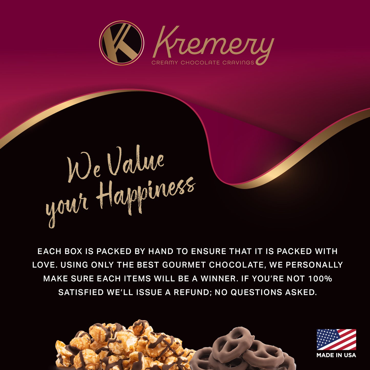 KREMERY Creamy Chocolate Cravings Chocolate Covered Pretzels, Nuts, Candy & Caramel Popcorn (Deluxe, 3.5 lbs)… — view 8