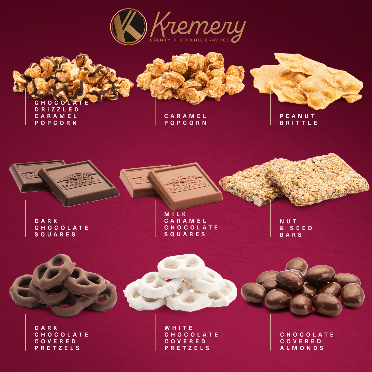 KREMERY Creamy Chocolate Cravings Chocolate Covered Pretzels, Caramel Popcorn, Nuts & Candy (Premium, 2.5… — view 6