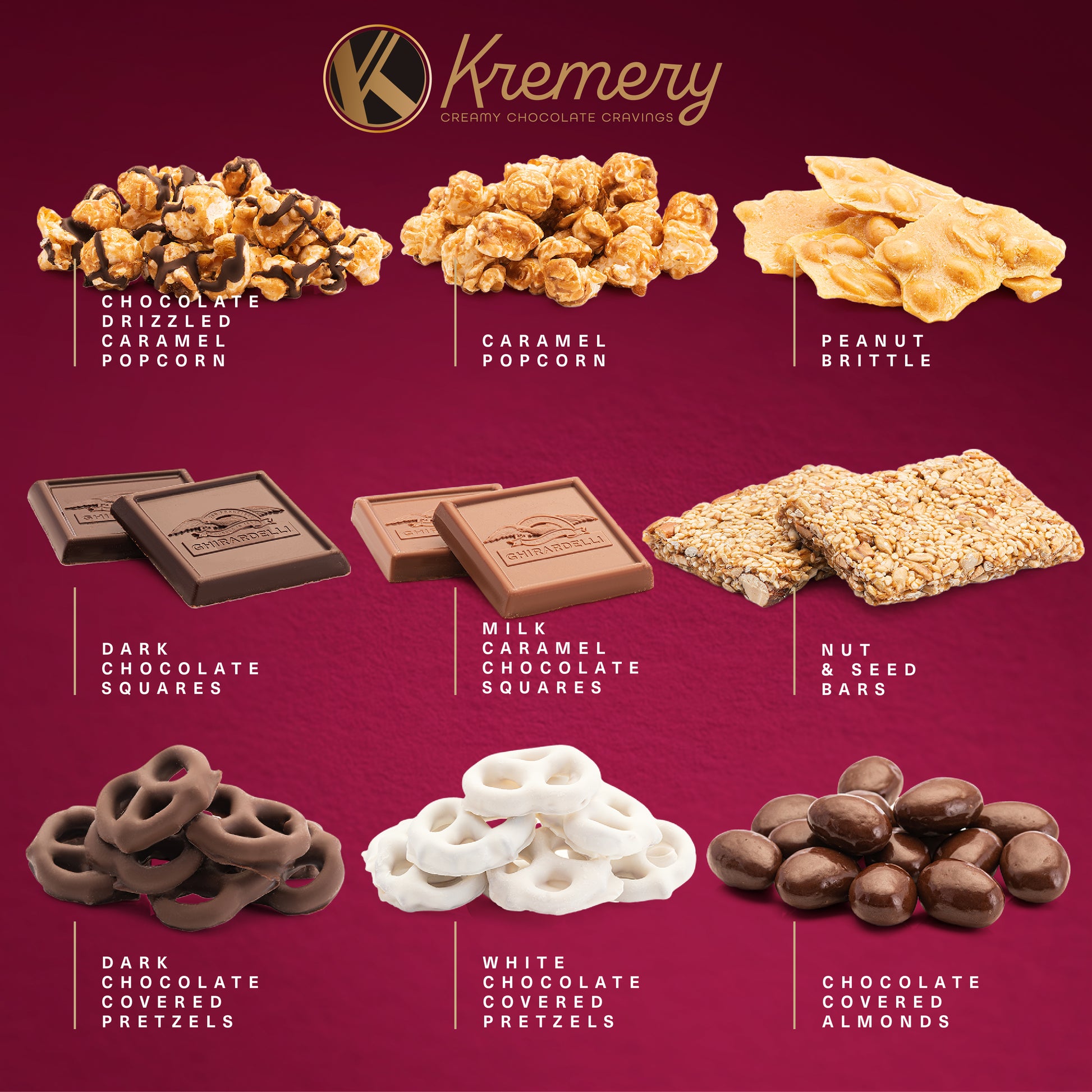 KREMERY Creamy Chocolate Cravings Chocolate Covered Pretzels, Caramel Popcorn, Nuts & Candy (Premium, 2.5… — view 6