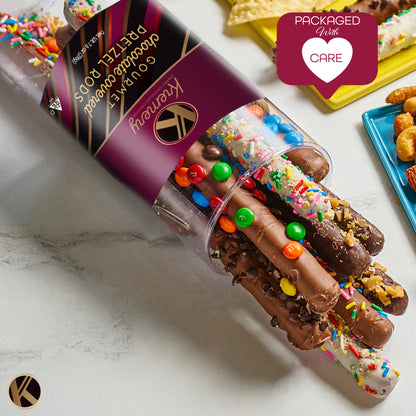 Chocolate Covered Pretzel Rods Gift Basket with Candied Toppings (8 Pretzels) Sweet Treats in Clear Tube… — view 4