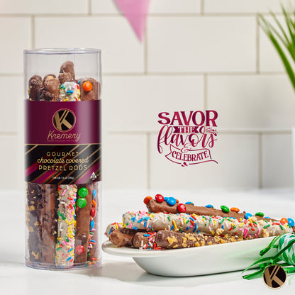 Chocolate Covered Pretzel Rods Gift Basket with Candied Toppings (8 Pretzels) Sweet Treats in Clear Tube… — view 5