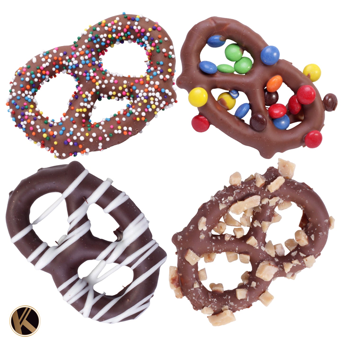 Chocolate Covered Pretzel Twists Gift Basket with Candied Toppings (12 Pretzels) Sweet Treats in Sectional… — view 3