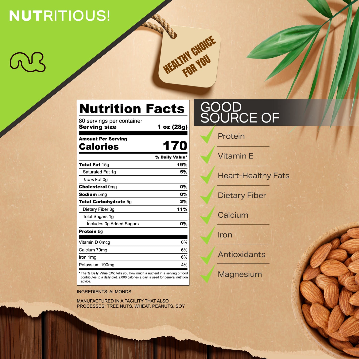 NUT CRAVINGS - Raw Whole Almonds Unsalted Shelled Packed Fresh in Resealable Bag - Kosher Healthy Snack Food Assortments Ideal for Trail Mixed Nuts